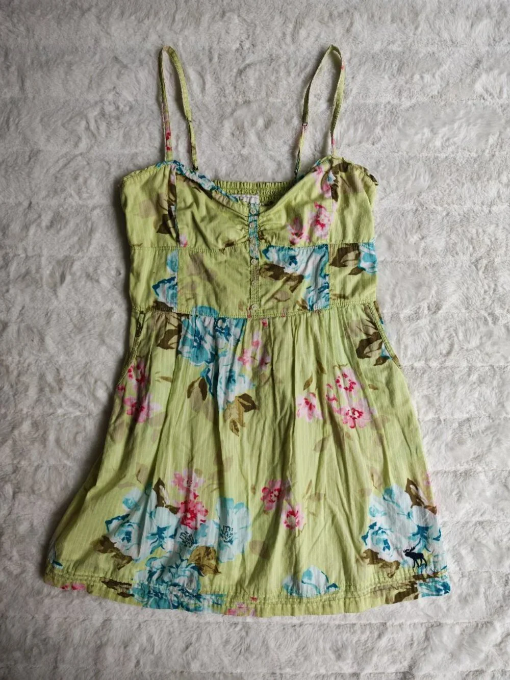 Abercrombie & Fitch Floral Babydoll Sundress Size L 100% Cotton Y2K Cottagecore - Picture 7 of 9